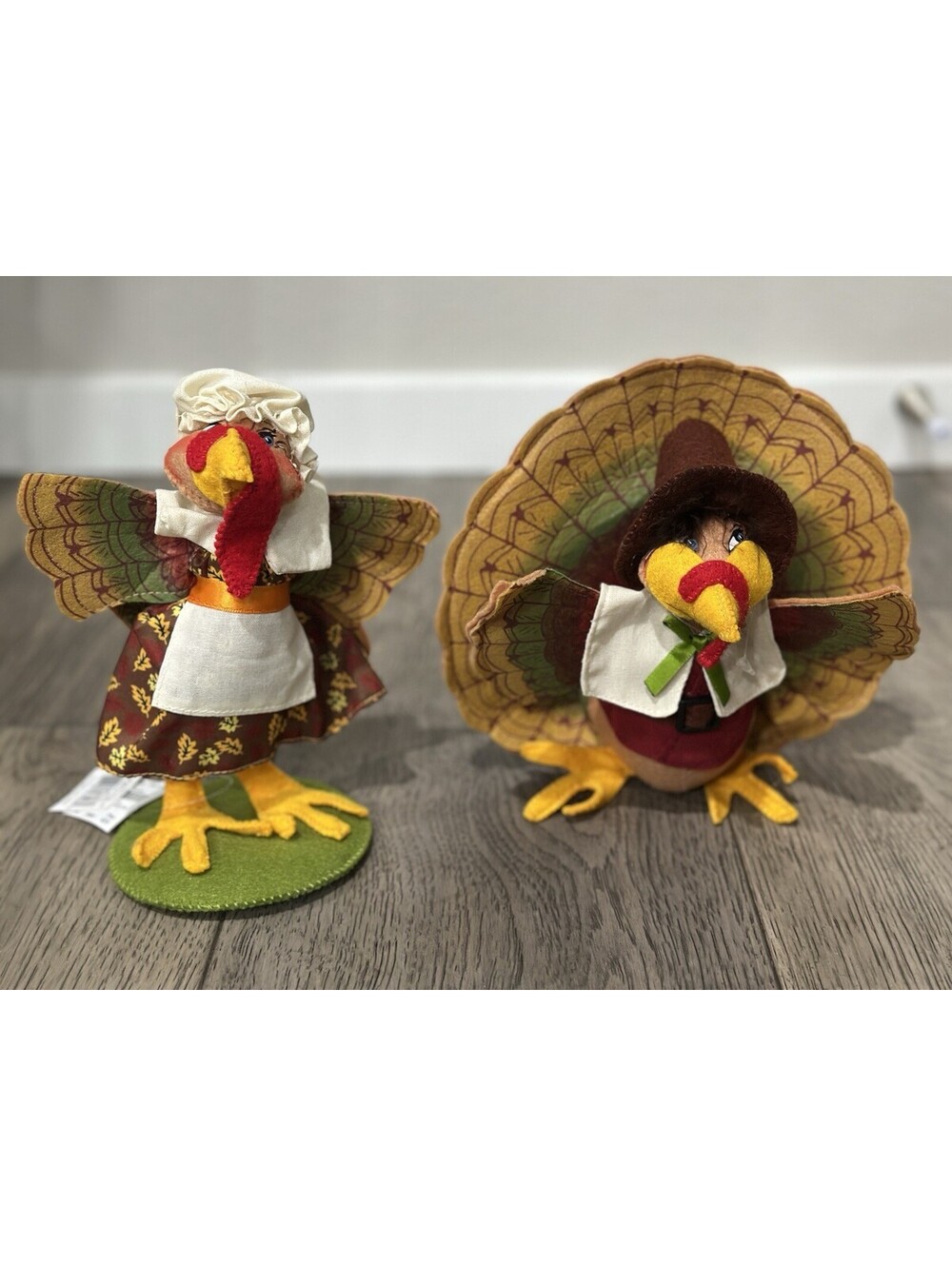 Annalee 7 Inch Pilgrim Girl Turkey & Ana Lee 7 Inch Pilgrim Boy Turkey Dolls New